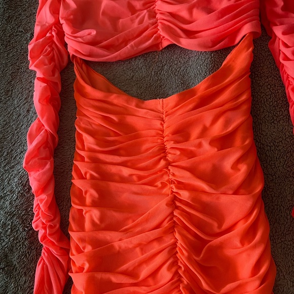 Brand New! Fashion Nova Neon Orange Dress - Picture 5 of 9